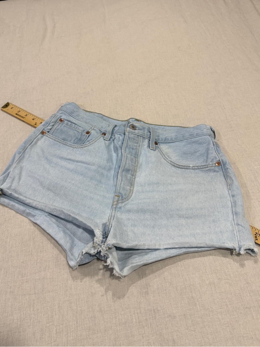 Levi's Light Blue Distressed Denim Cutoff Shorts